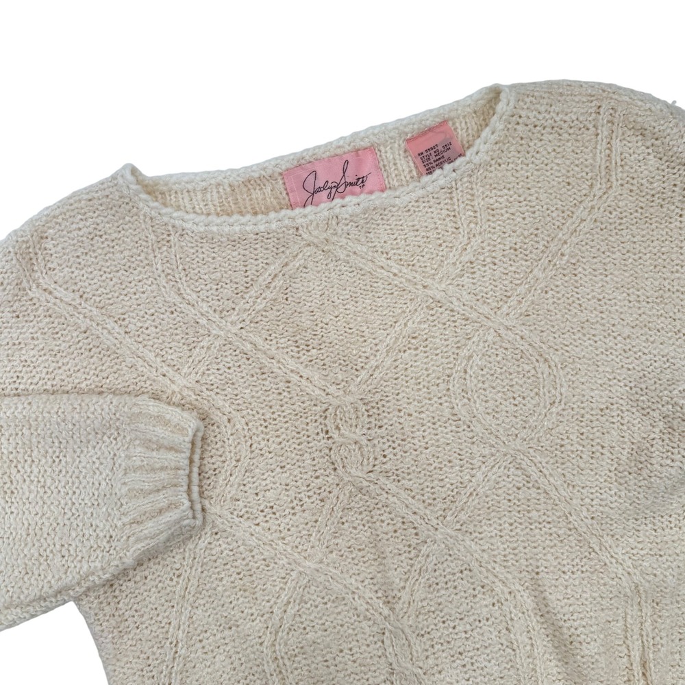 Jaclyn Smith Vintage Cable Knit Sweater Medium Cream Ramie Blend‎ Knitwear